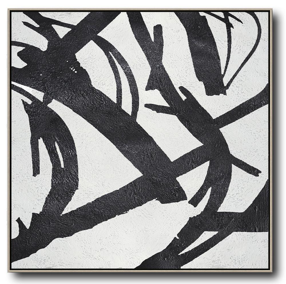 Minimal Black and White Painting #MN76A - Click Image to Close